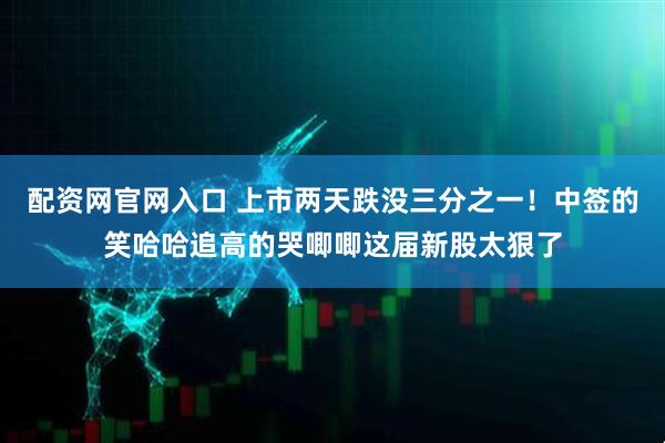配资网官网入口 上市两天跌没三分之一！中签的笑哈哈追高的哭唧唧这届新股太狠了